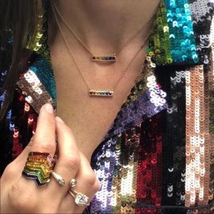 RAINBOW filled bar necklace square